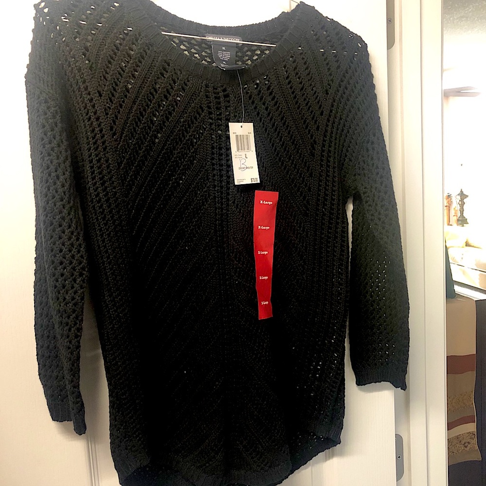 Crochet Sweater Black XL NWT